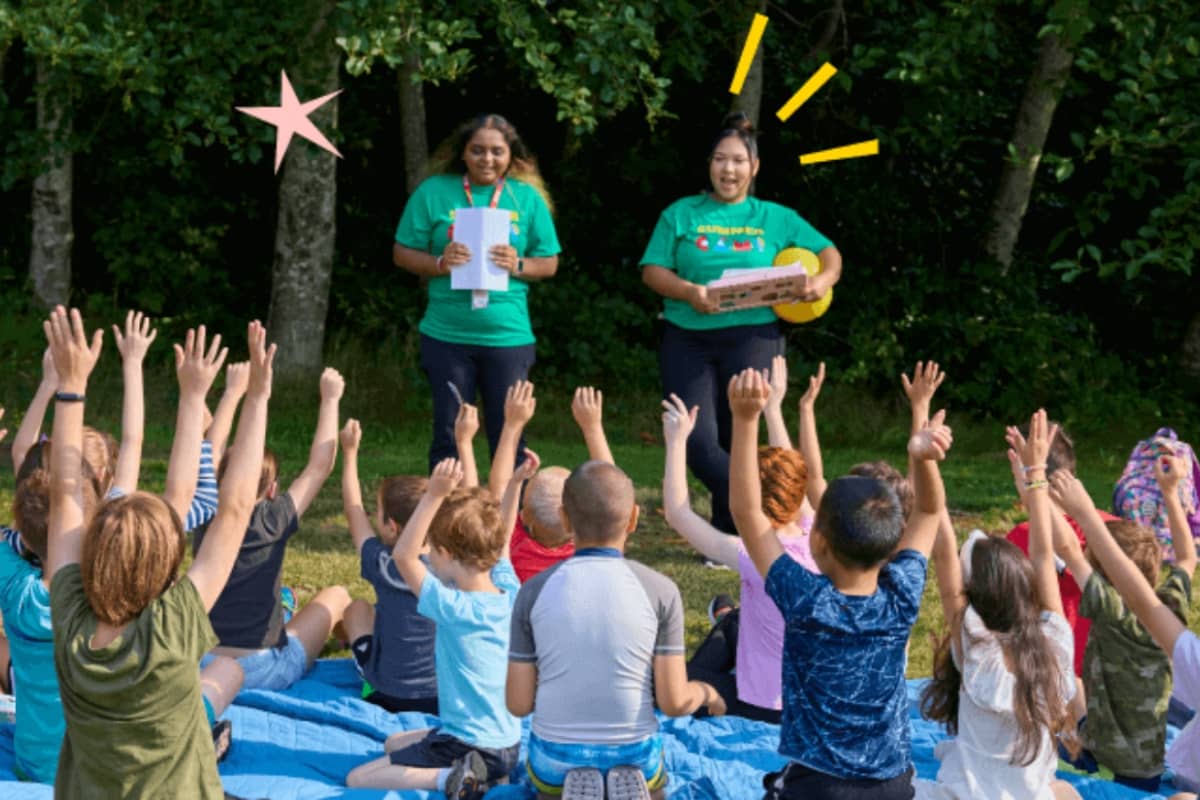 Kids cheering at Champ Camp Great Outdoors