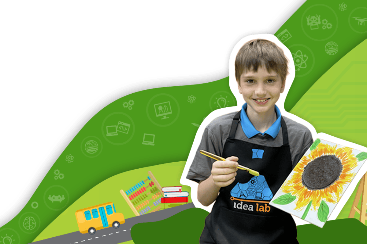 Boy painting and other animations from Idea Lab Kids Austin