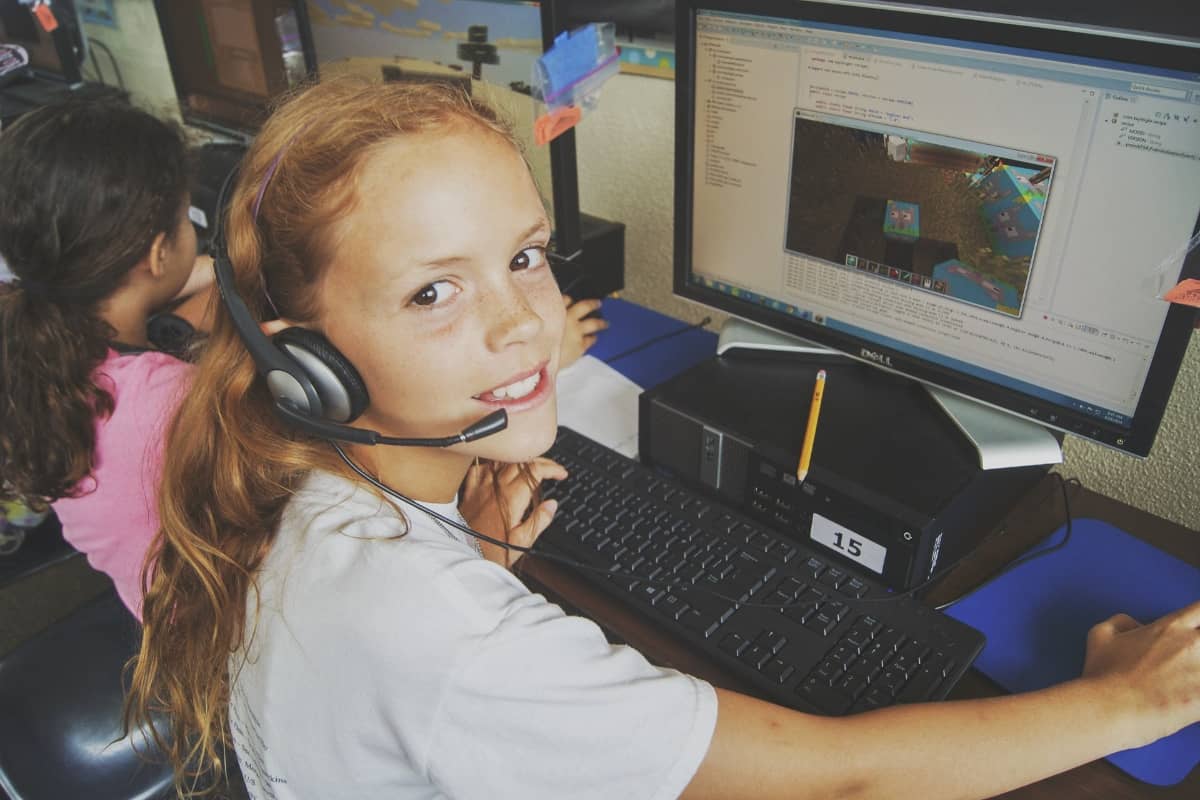 Girl camper in Minecraft class at PlanetBravo