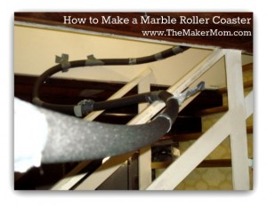 How to make a marble roller coaster with foam insulation pipe on TheMakerMom.com!