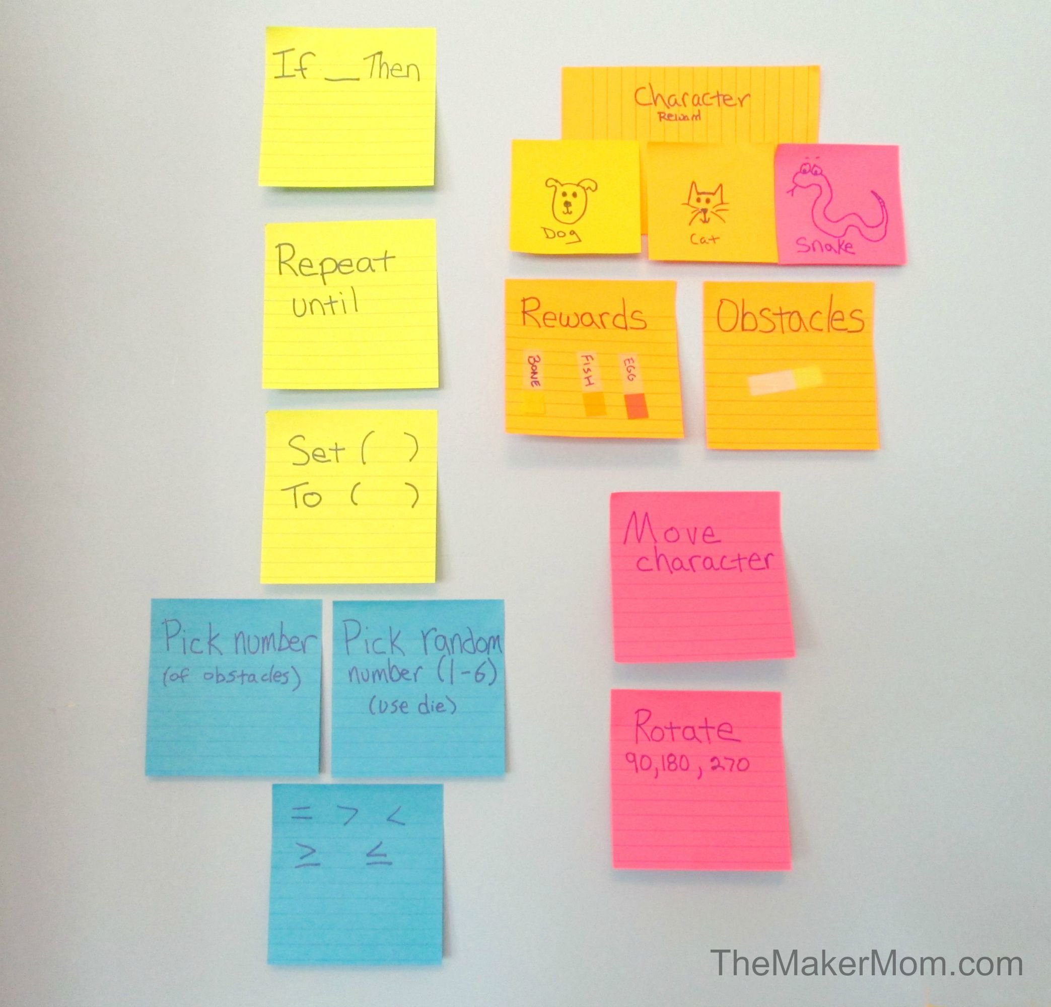 Make a DIY learn-to-code game with TheMakerMom.com and Post-it Products.