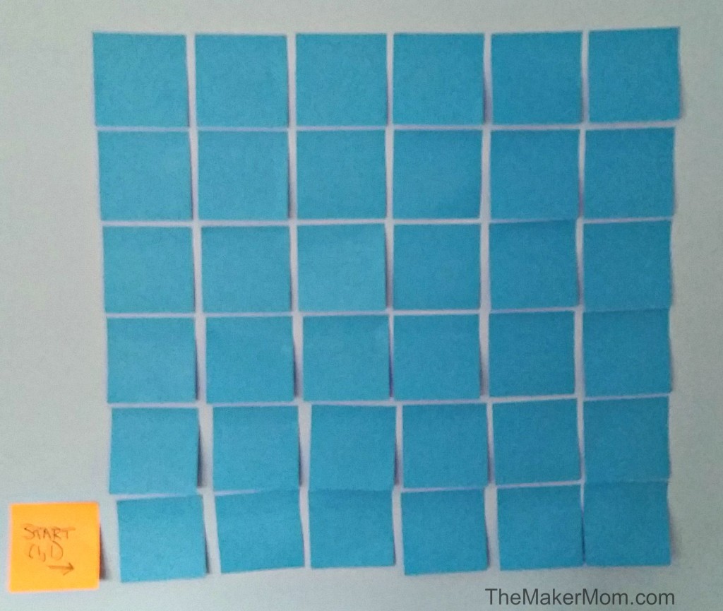 Make a DIY learn-to-code game with TheMakerMom.com and Post-it Products.