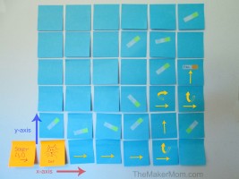 Make a DIY learn-to-code game with TheMakerMom.com and Post-it Products.