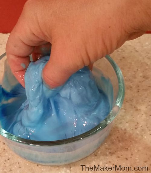 How to make slime. Gooey stretchy slime. Recipe on www.TheMakerMom.com.