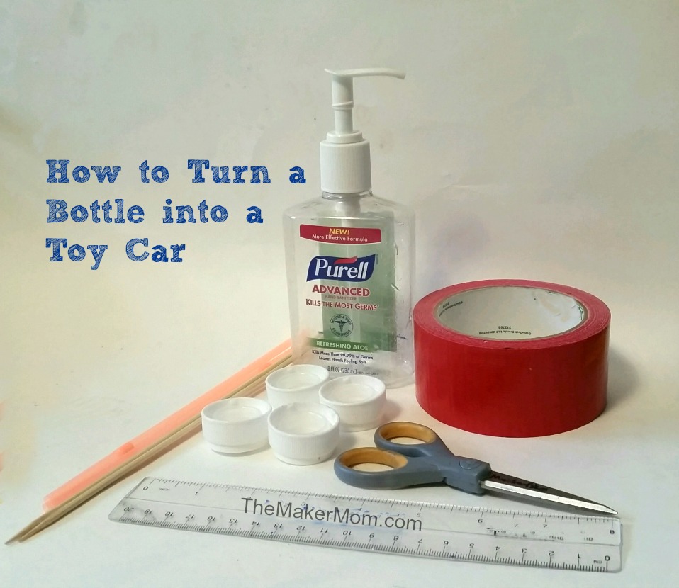 Learn how to make a DIY car from a plastic bottle on www.TheMakerMom.com.